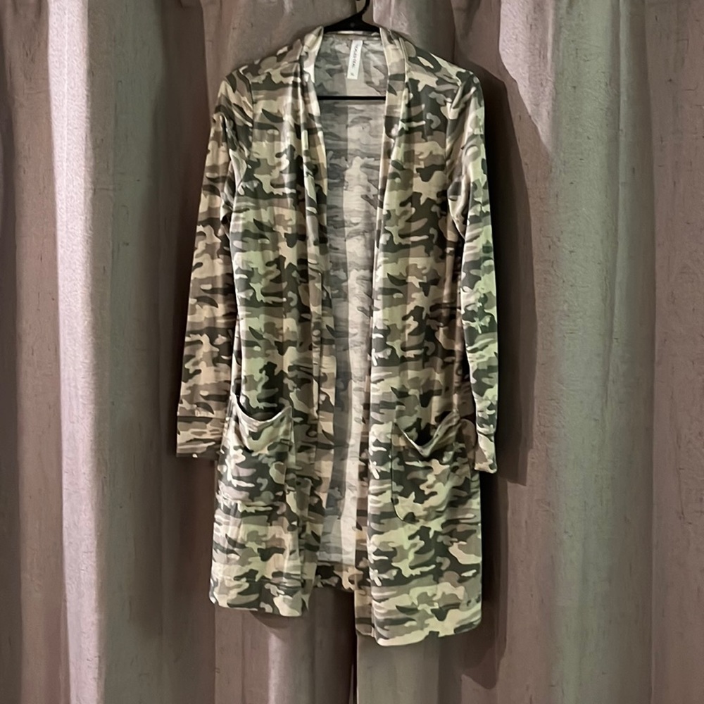 Tickled Teal Camo Cardigan